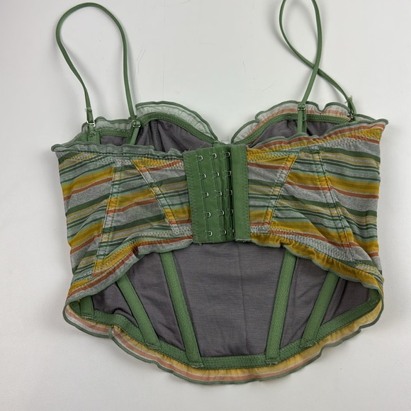 Urban Outfitters - Out From Under -  Green Striped Bustier Bralette Top - Picture 2 of 8